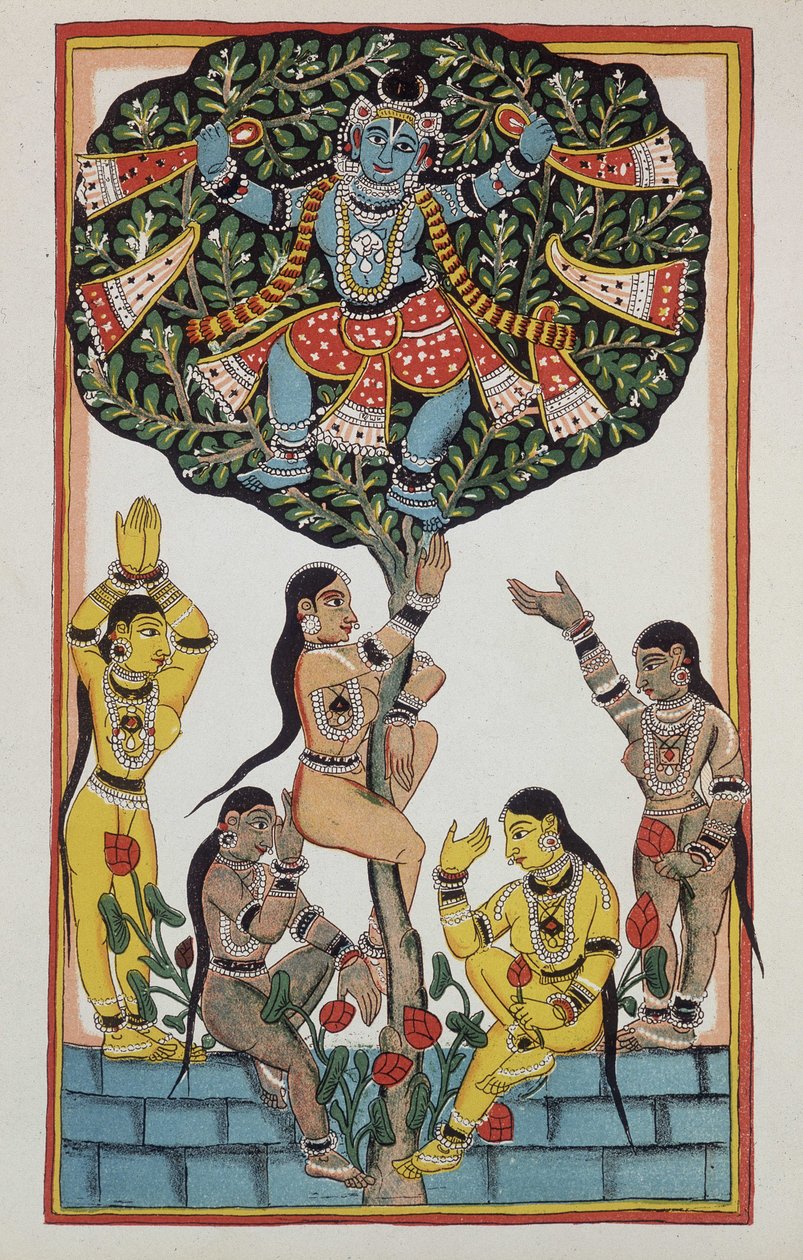 Krishna ve 5 tanrıça by Indian School