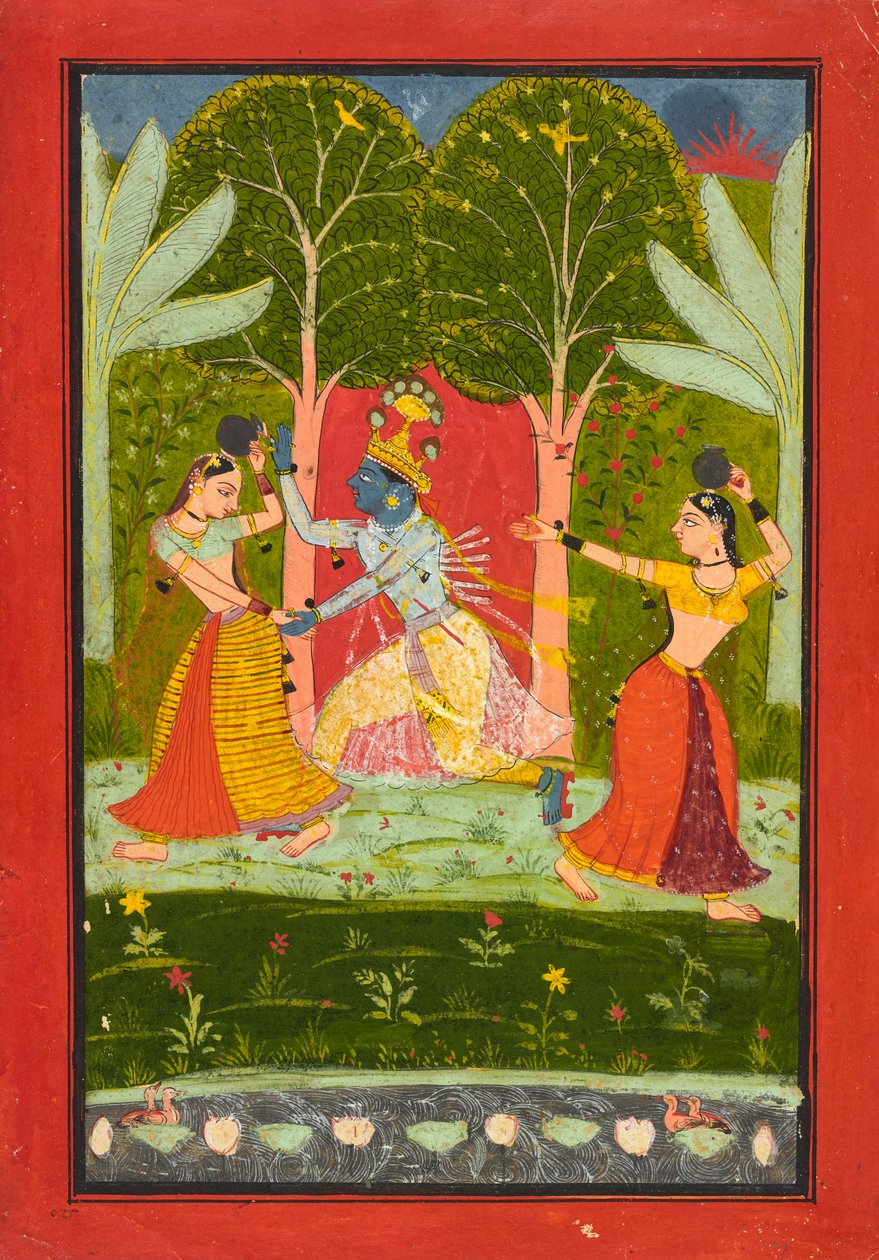 Krishna gopilerden bir geçiş ücreti alıyor, c.1660 by Indian School