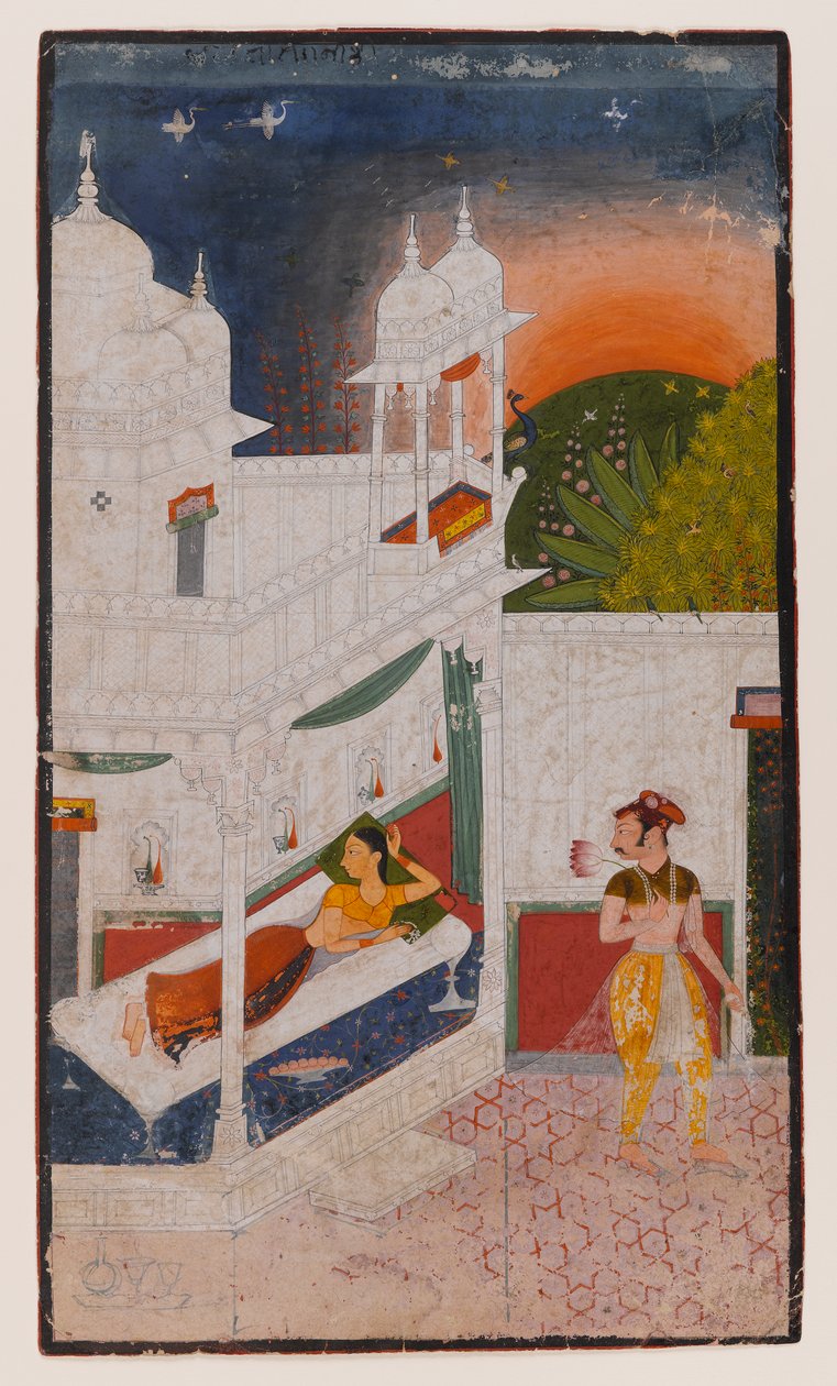 Lalita Ragini, Dağınık Ragamala Serisinden Sayfa, c.1640 (kağıt üzerinde opak tuvalet) by Indian School