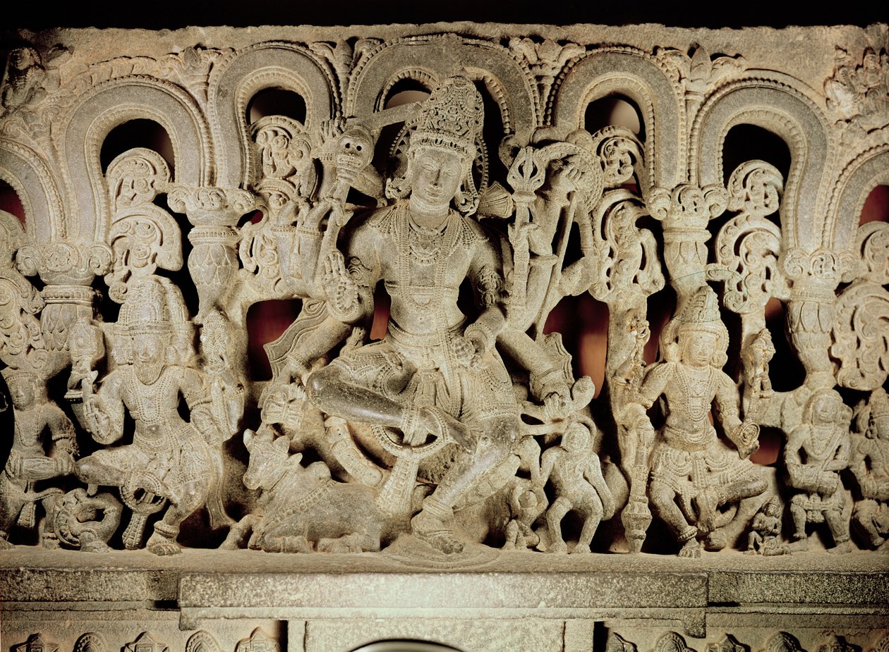 Waranal, Andhra Pradesh, Kakatiya hanedanından Hindu üçlüsüne sahip lento by Indian School