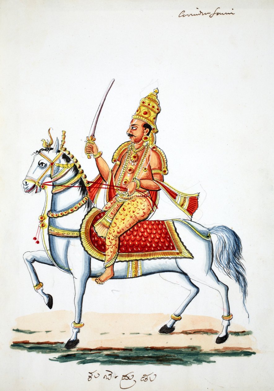 Lord Kalki atında Devadatta elinde kılıçla (kağıt üzerinde wc) by Indian School