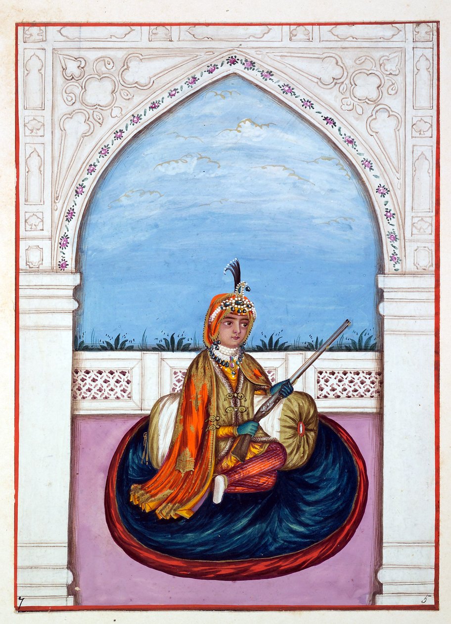 Maharaja Duleep Singh, The Kingdom of the Punjab, its Rulers and Chiefs, cilt I, kimliği belirsiz bir Hintli sanatçının 27 suluboya çalışması, c.1840 (kağıt üzerinde wc) by Indian School