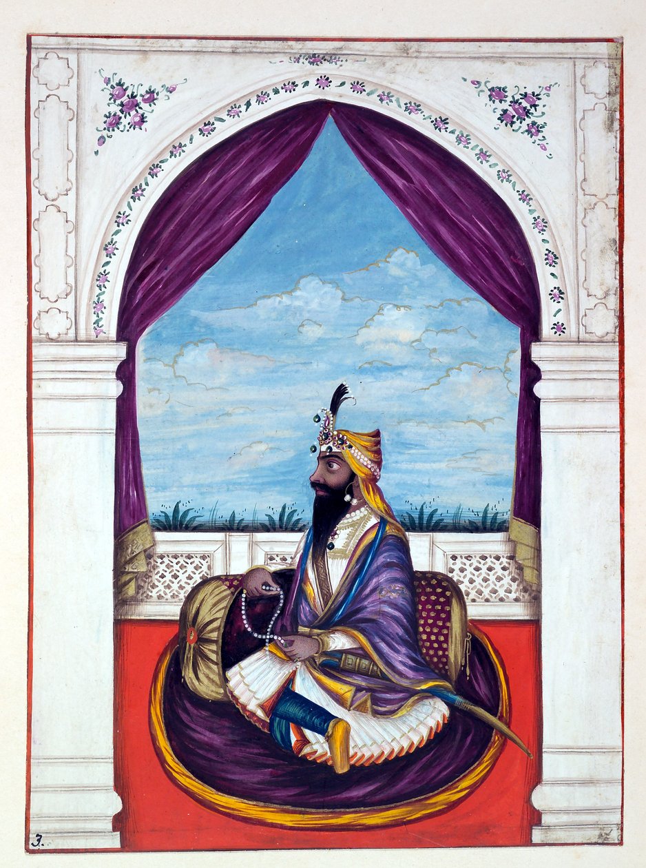 Maharaja Kharak Singh, The Kingdom of the Punjab, its Rulers and Chiefs, cilt I, kimliği belirsiz bir Hintli sanatçının 27 suluboya çalışması, c.1840 (wc) by Indian School