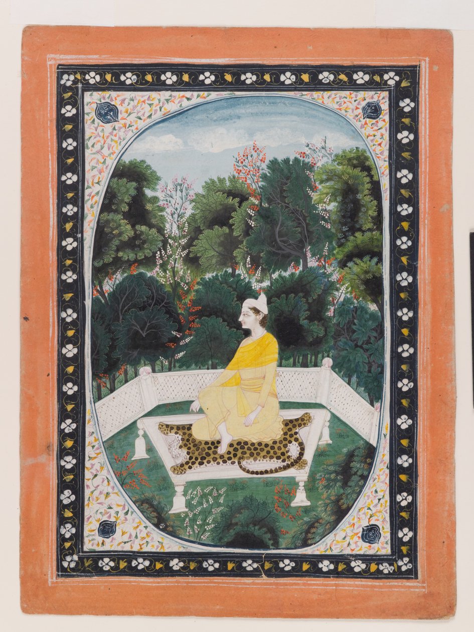 Bir bahçe ortamında meditasyon yapan adam, yaklaşık 1820-40 (kağıt üzerinde wc) by Indian School