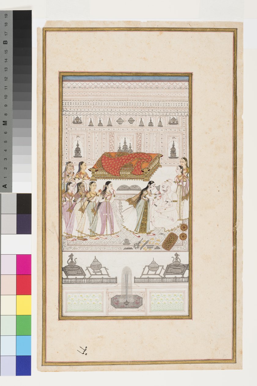 Manohar babasının kollarına düşer, yaklaşık 1710 by Indian School