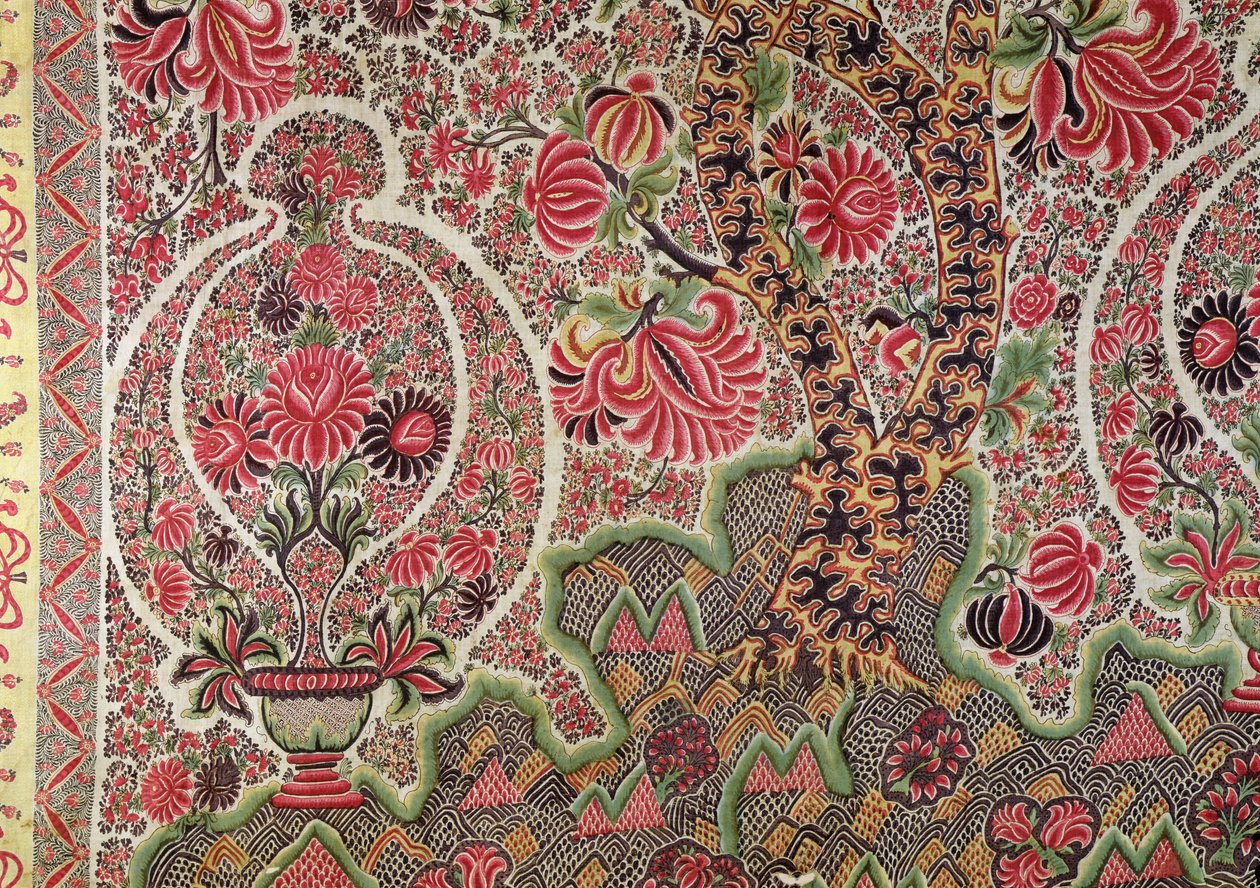 Avrupa pazarı için malzeme (boyalı ipek) by Indian School