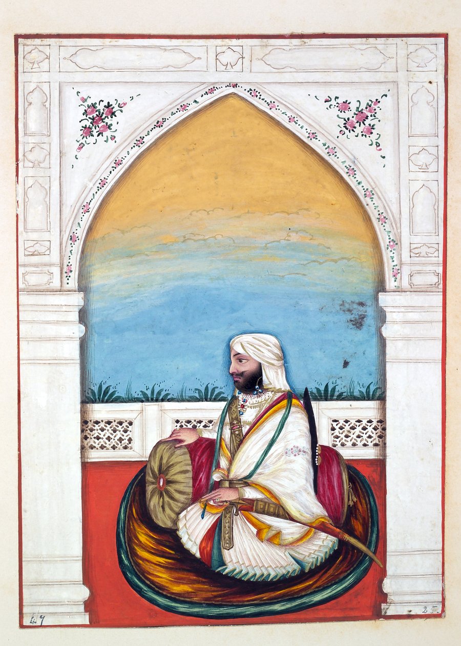 Nawab Imam-od-dun, The Kingdom of the Punjab, its Rulers and Chiefs, cilt II, kimliği belirsiz bir Hintli sanatçının 30 suluboya çalışması, c.1840 (kağıt üzerinde wc) by Indian School