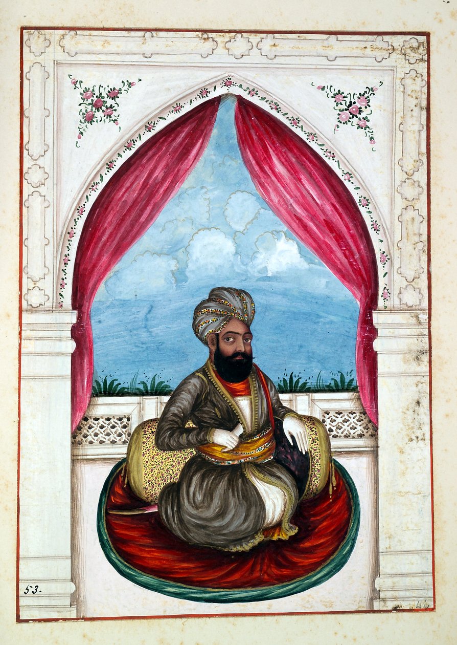 Nawab Mohammad Akhbar Khan, The Kingdom of the Punjab, its Rulers and Chiefs, cilt II, kimliği belirsiz bir Hintli sanatçı tarafından 30 suluboya çalışması, c.1840 (kağıt üzerinde wc) by Indian School