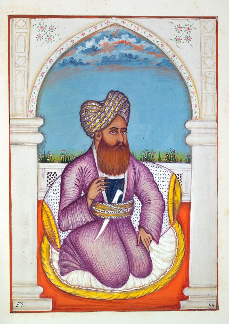Nawab Pir Mohammad Khan, The Kingdom of the Punjab, its Rulers and Chiefs, cilt II, kimliği belirsiz bir Hintli sanatçının 30 suluboya çalışması, c.1840 (kağıt üzerinde wc) by Indian School