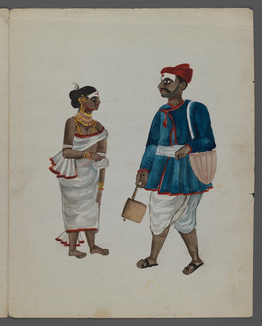 Hintlileri farklı mesleklerden gösteren dokuz resimden biri (kağıt üzerinde wc) by Indian School