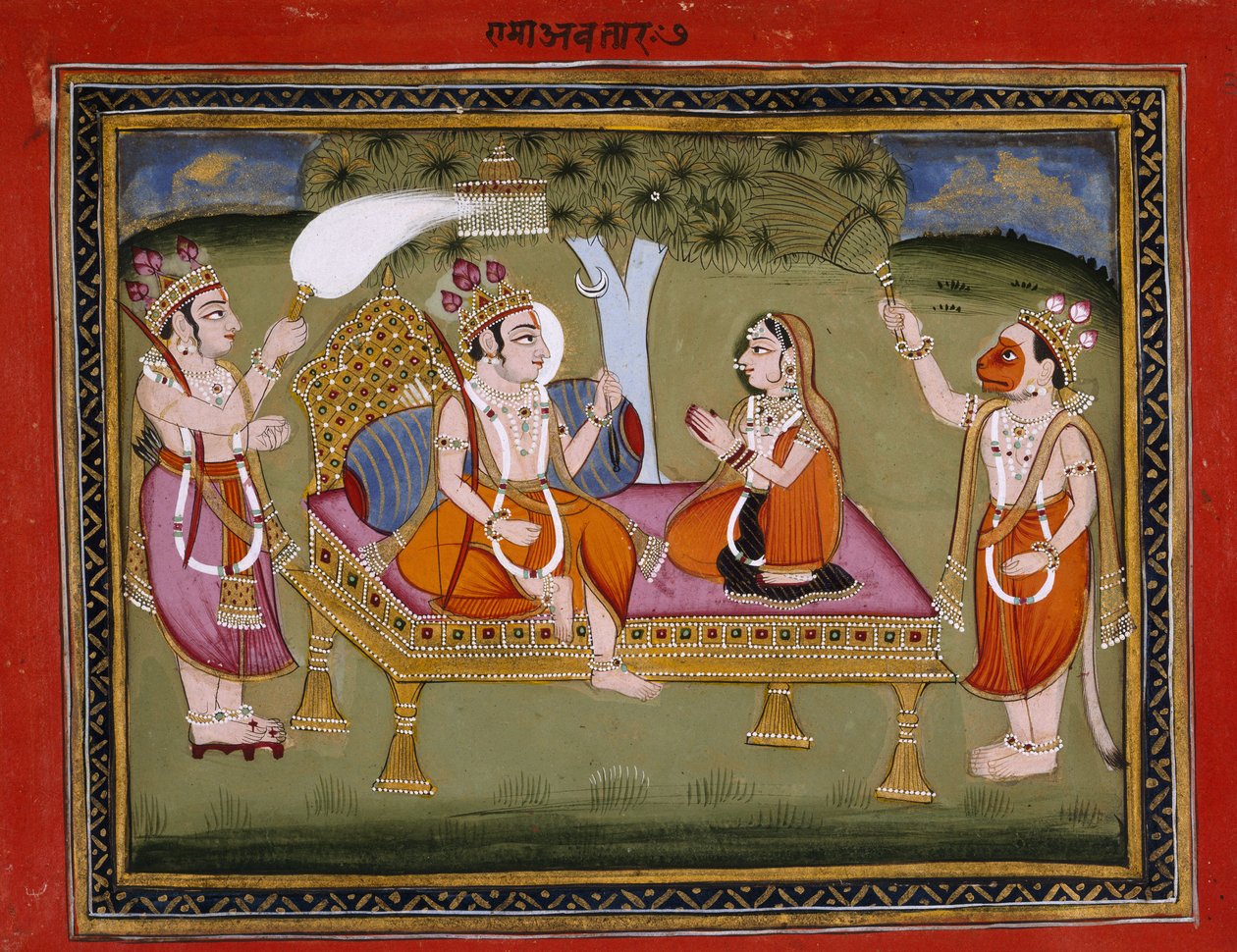 Veya. 13805 f.373 Kral Rama bir tahtta, Kalurama tarafından 
