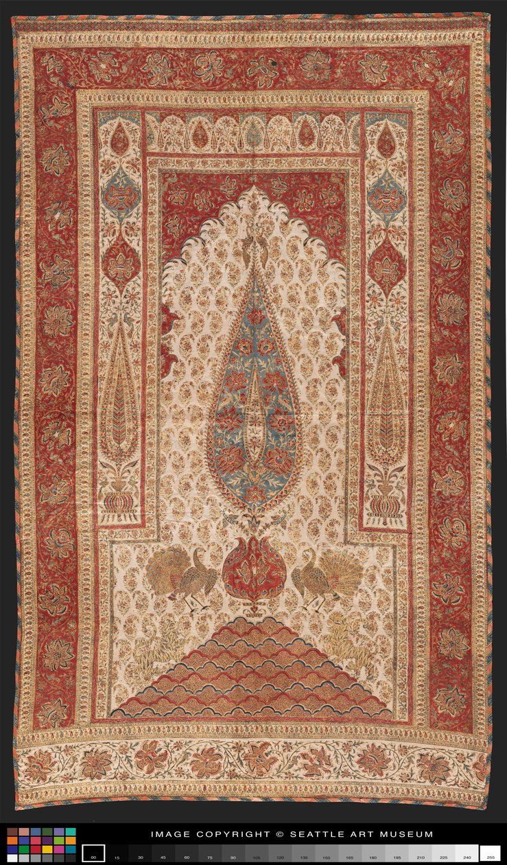 Palampor (yatak örtüsü), 19. yüzyılın başlarında yüzyıl (Boya, boya ve yaldızlı pamuk) by Indian School