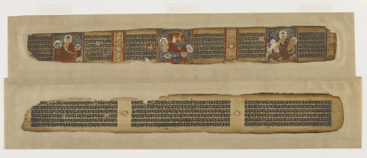 Buda Parinirvana, bir Prajnaparamita el yazmasından, Bengal veya Bihar, Pala-Sena hanedanından (palmiye yaprağı üzerinde opak suluboya ve mürekkep) by Indian School