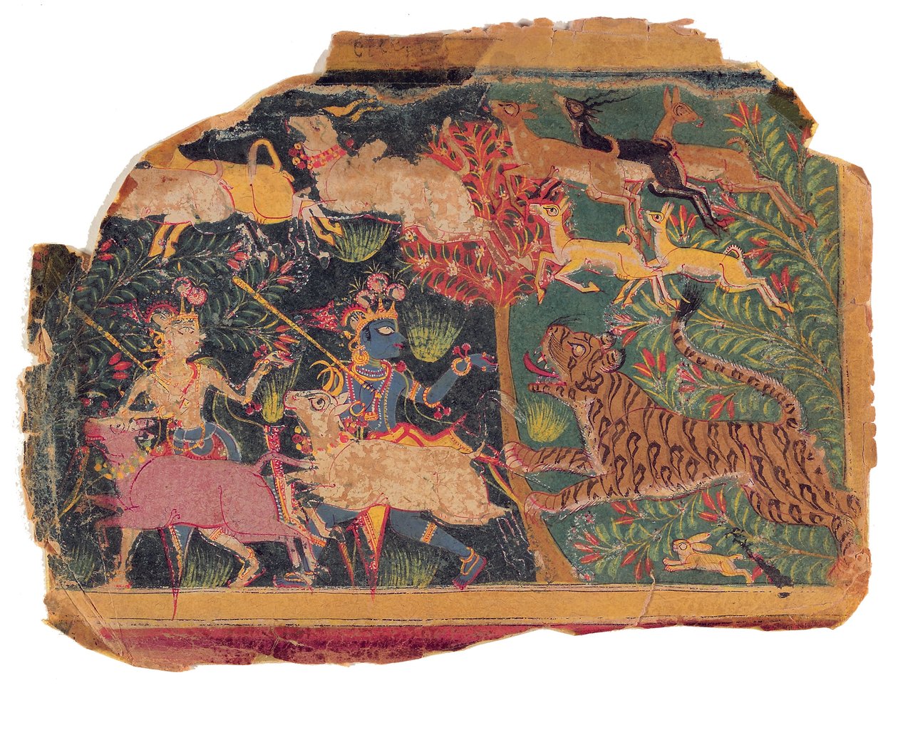 Ormandaki Tehlikeler, 1525-50 (kağıt üzerinde opak wc) by Indian School