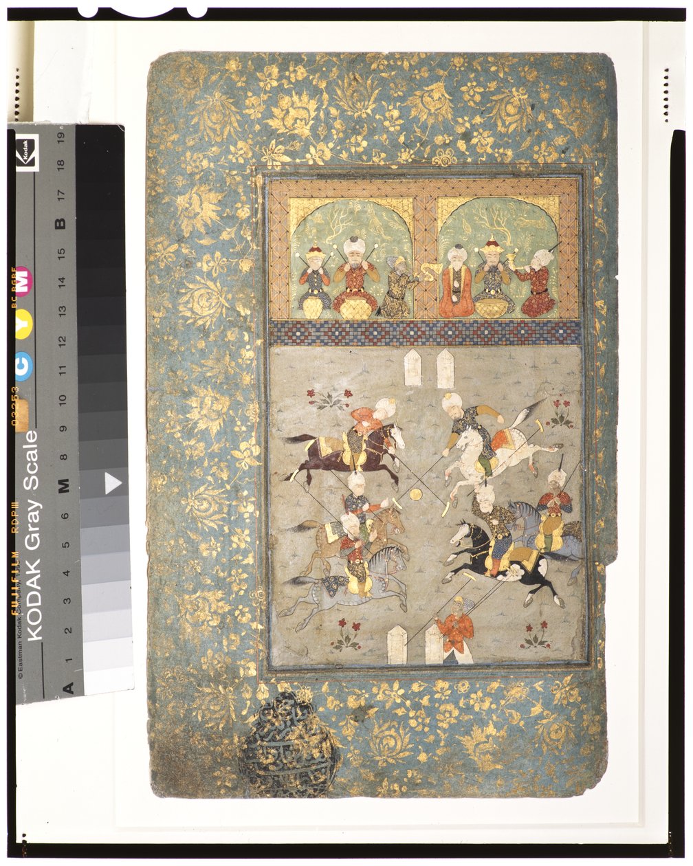 Polo Players, c.1530 (kağıt üzerinde opak sulu boya ve altın) by Indian School