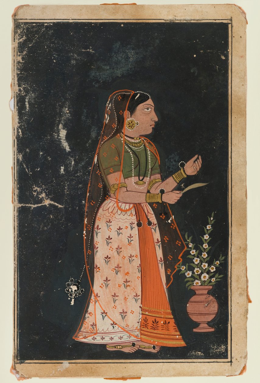 Bir Kadının Portresi, c.1620 (kağıt üzerinde opak klozet) by Indian School