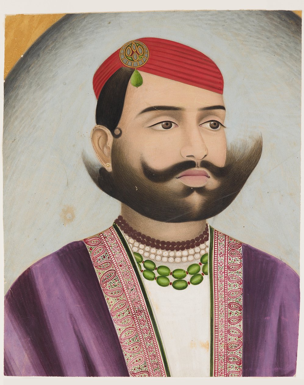 Bir adamın portresi, muhtemelen 20. yüzyılın başları (karton üzerine guaş) by Indian School