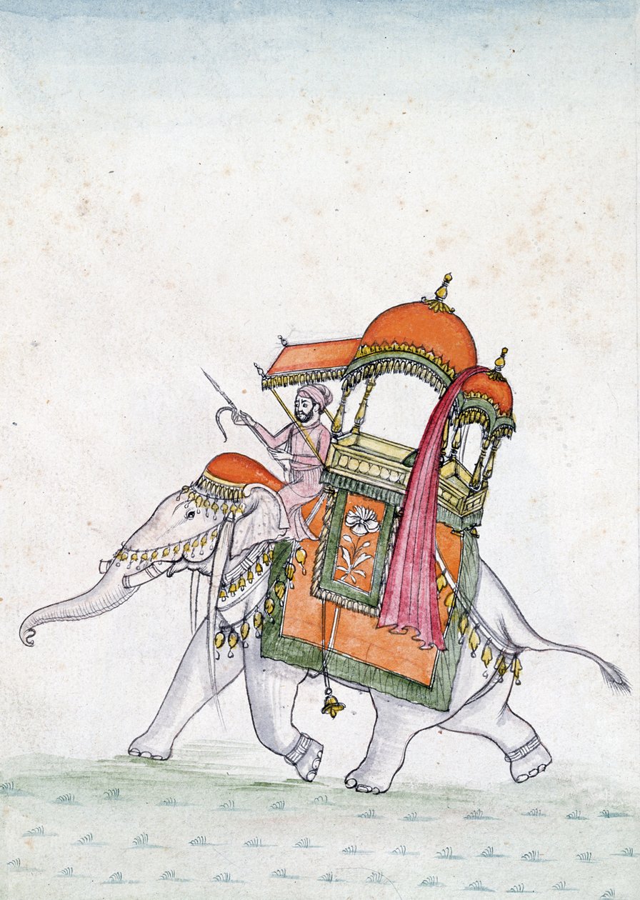 Bir file binen bir adamın portresi, 19. yüzyılın başlarında (kağıt üzerinde wc) by Indian School