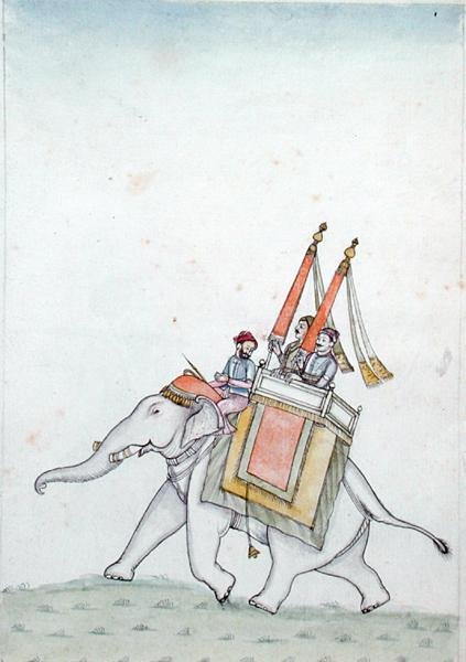 Bir file binen bir prens portresi, 19. yüzyılın başlarında (kağıt üzerine suluboya) by Indian School