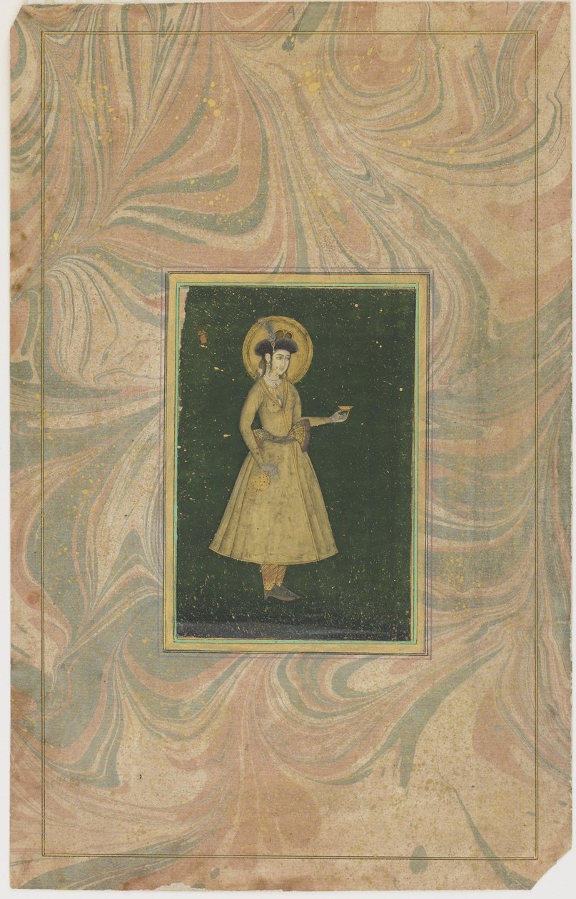 Şarap fincanlı prenses (kağıt üzerinde opak wc ve altın) by Indian School