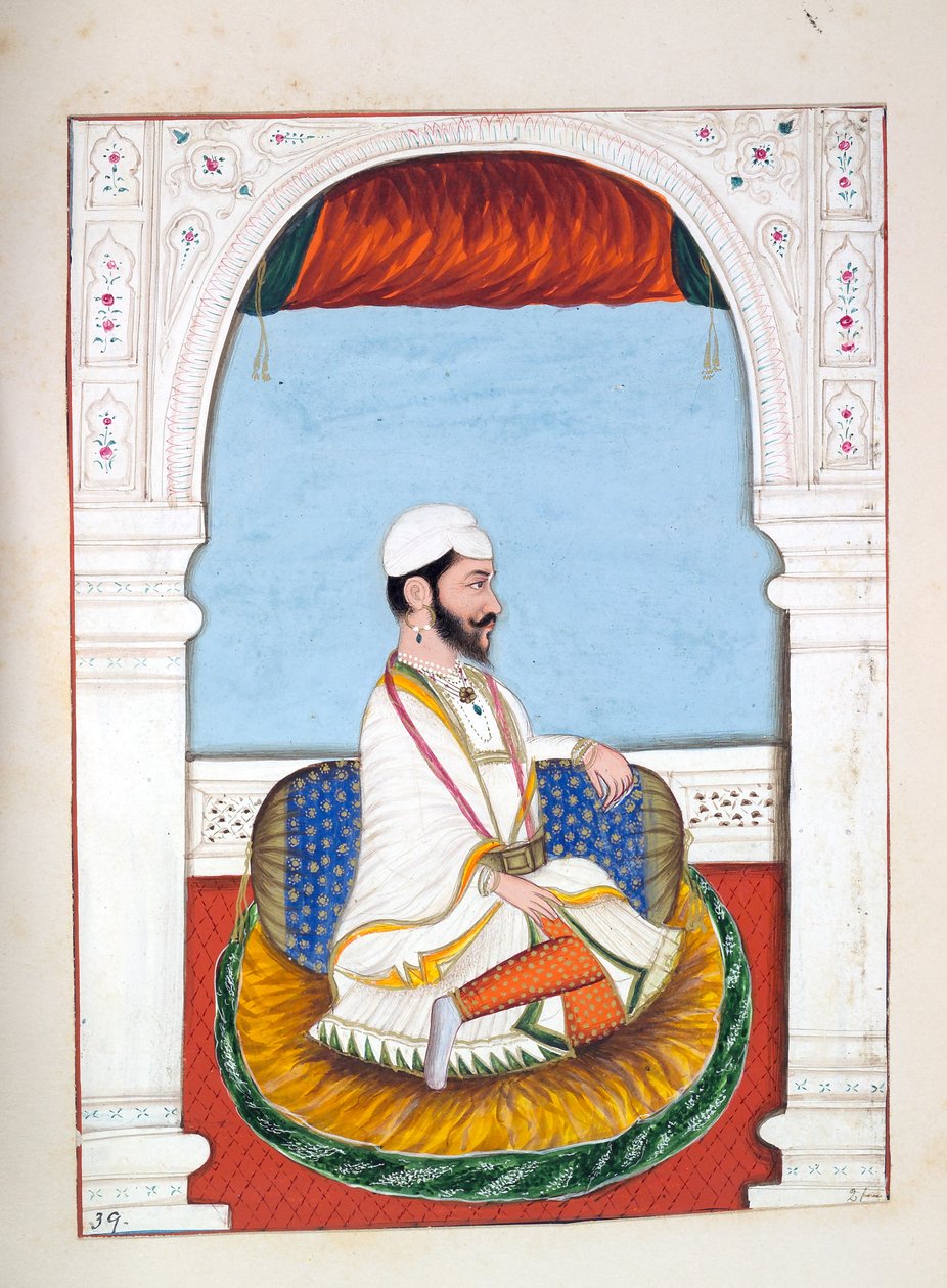 Pundit Jhila, The Kingdom of the Punjab, its Rulers and Chiefs, cilt II, kimliği belirsiz bir Hintli sanatçının 30 suluboya çalışması, c.1840 (kağıt üzerinde wc) by Indian School