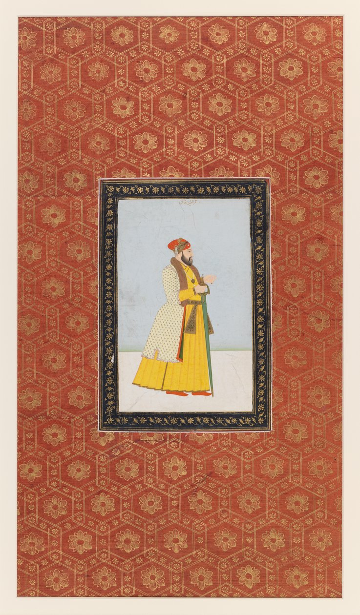 Qamar al-Din Khan, 1875-1900 (kağıt üzerinde opak wc ve altın) by Indian School