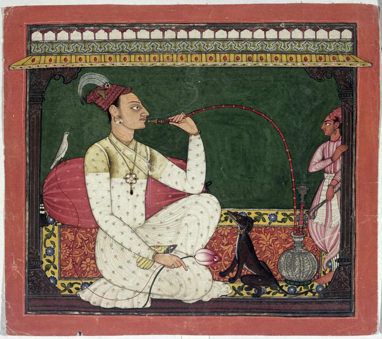 Raja Medini Pal, Takri Karakterlerindeki Nehirlerden Esinlendi Bilauria Medini Pal, Basohli, Himachal Pradesh, Pahari Okulu, 1735 by Indian School