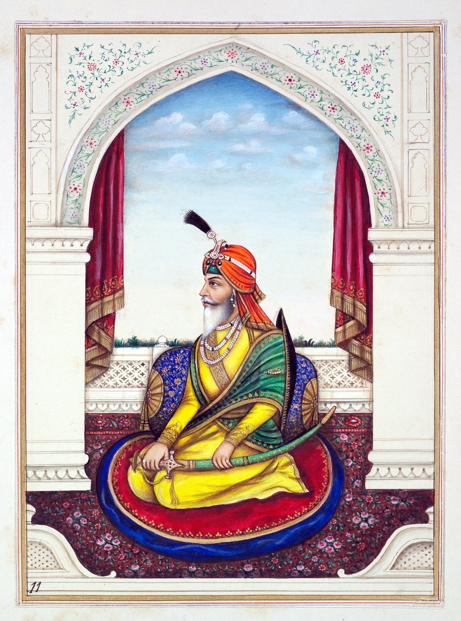 Rajah Chattar Singh, The Kingdom of the Punjab, its Rulers and Chiefs, cilt I, kimliği belirsiz bir Hintli sanatçının 27 suluboya çalışması, c.1840 (kağıt üzerinde wc) by Indian School