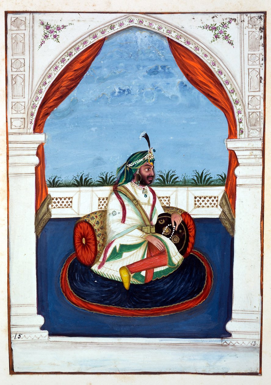 Rajah Lal Singh, The Kingdom of the Punjab, its Rulers and Chiefs, cilt I, kimliği belirsiz bir Hintli sanatçının 27 suluboya çalışması, c.1840 (kağıt üzerinde wc) by Indian School