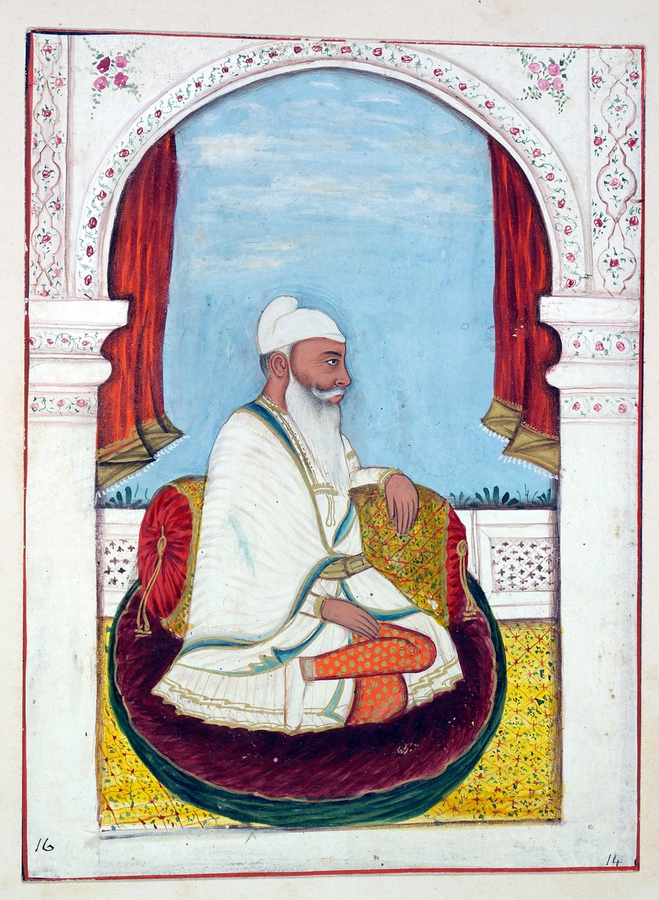 Rajah Lal Singh, The Kingdom of the Punjab, its Rulers and Chiefs, cilt I, kimliği belirsiz bir Hintli sanatçının 27 suluboya çalışması, c.1840 (kağıt üzerinde wc) by Indian School