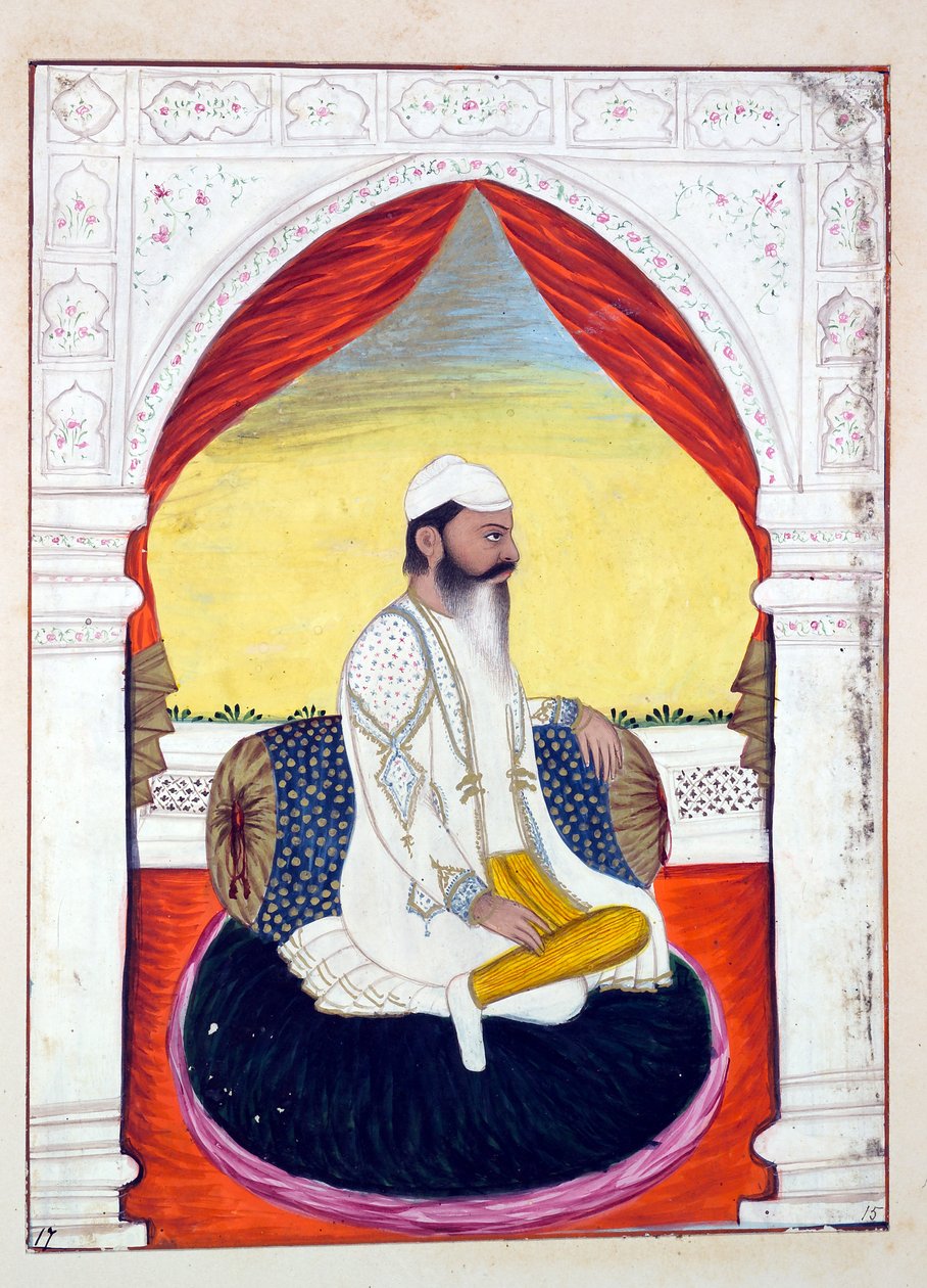 Rajah Sahib Dyal, The Kingdom of the Punjab, its Rulers and Chiefs, cilt I, kimliği belirsiz bir Hintli sanatçının 27 suluboya çalışması, c.1840 (kağıt üzerinde wc) by Indian School