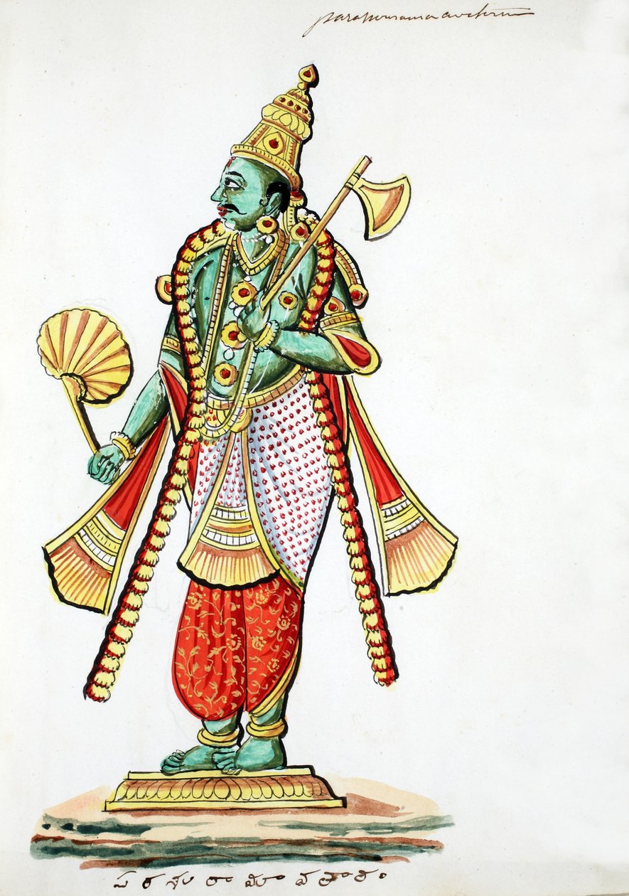 Baltalı Rama (Parashurama) (kağıt üzerinde wc) by Indian School