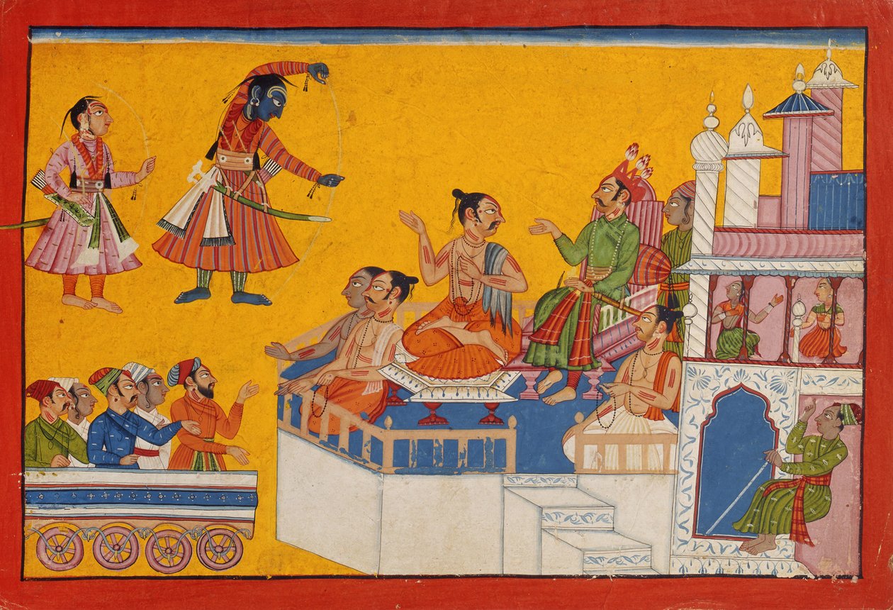 Rama yayını büküyor, c.1700 (kağıt üzerinde opak wc) by Indian School