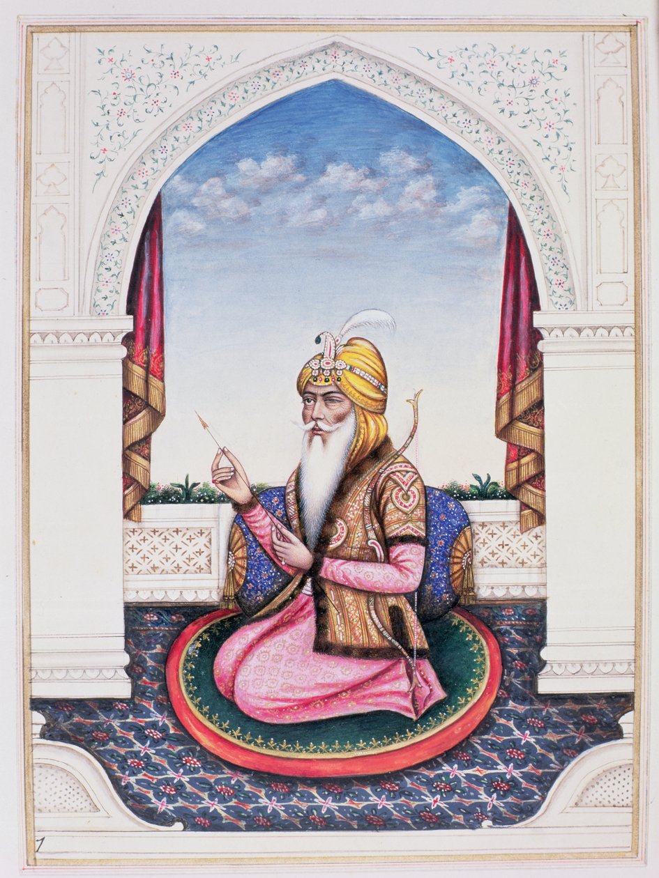 Ranjit Singh (1780-1839) Pencap Mihracesi (kalem, guaj ve kağıt üzerinde tuvalet) by Indian School