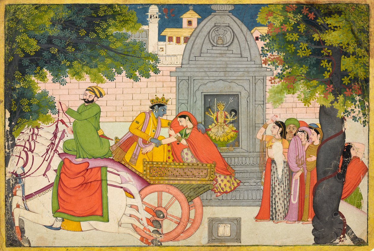 Rukmini, Krishna ile kaçar, bir Bhagavata Purana