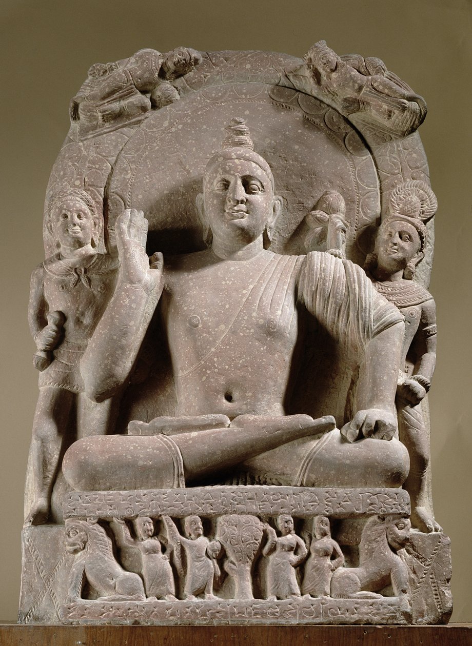 Oturan Bodhisattva, Mathura (kırmızı kumtaşı) by Indian School