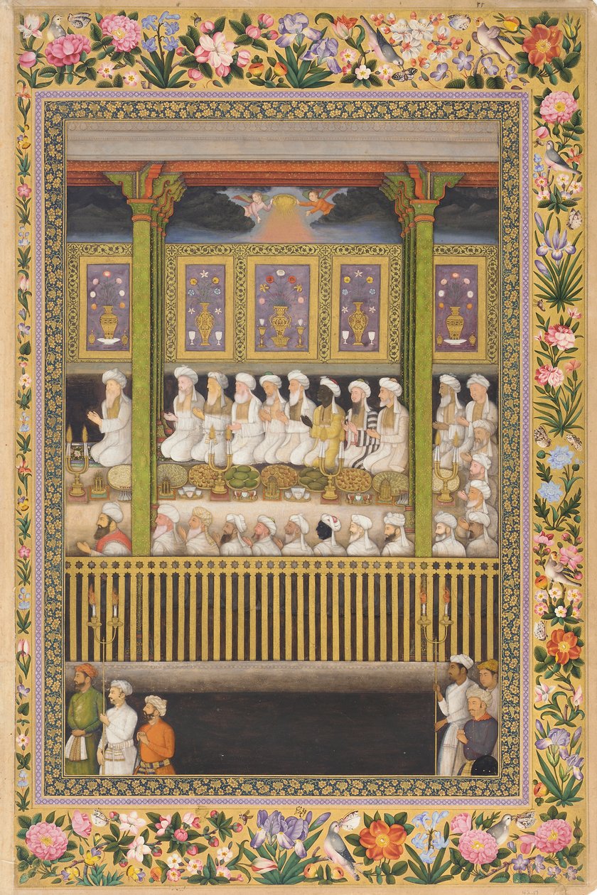 Shah Jahan Dini Ortodoksluğu Onurlandırıyor, St. Petersburg Albümünden sayfa, c.1635 (kağıt üzerinde opak suluboya ve altın rengi) by Indian School