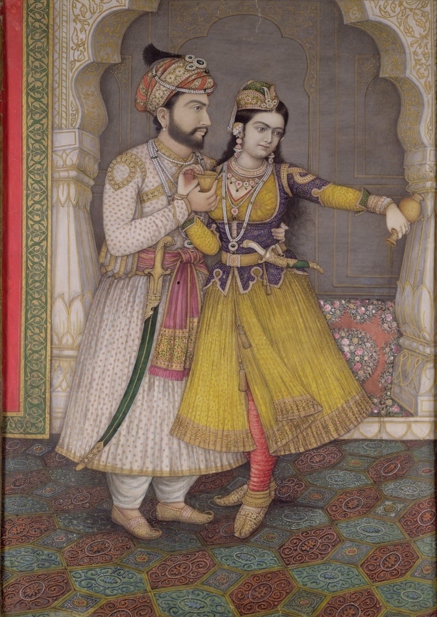 Shah Jahan ve Qudsia Begum: Begüm şarabı döküyor, Kalam by Indian School