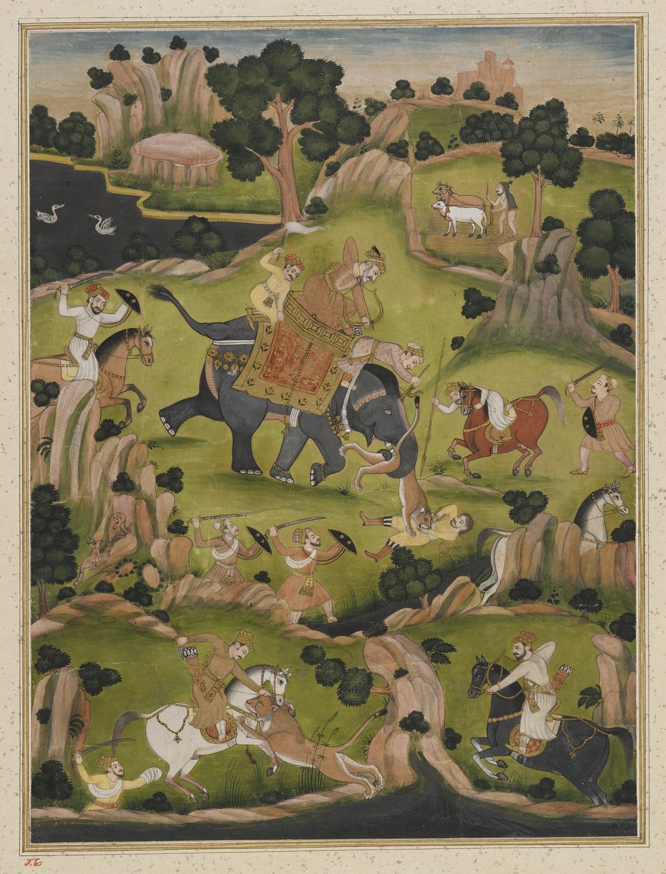 Shah Jahan avcılık, müstakil albüm folyosu, c.1900 by Indian School