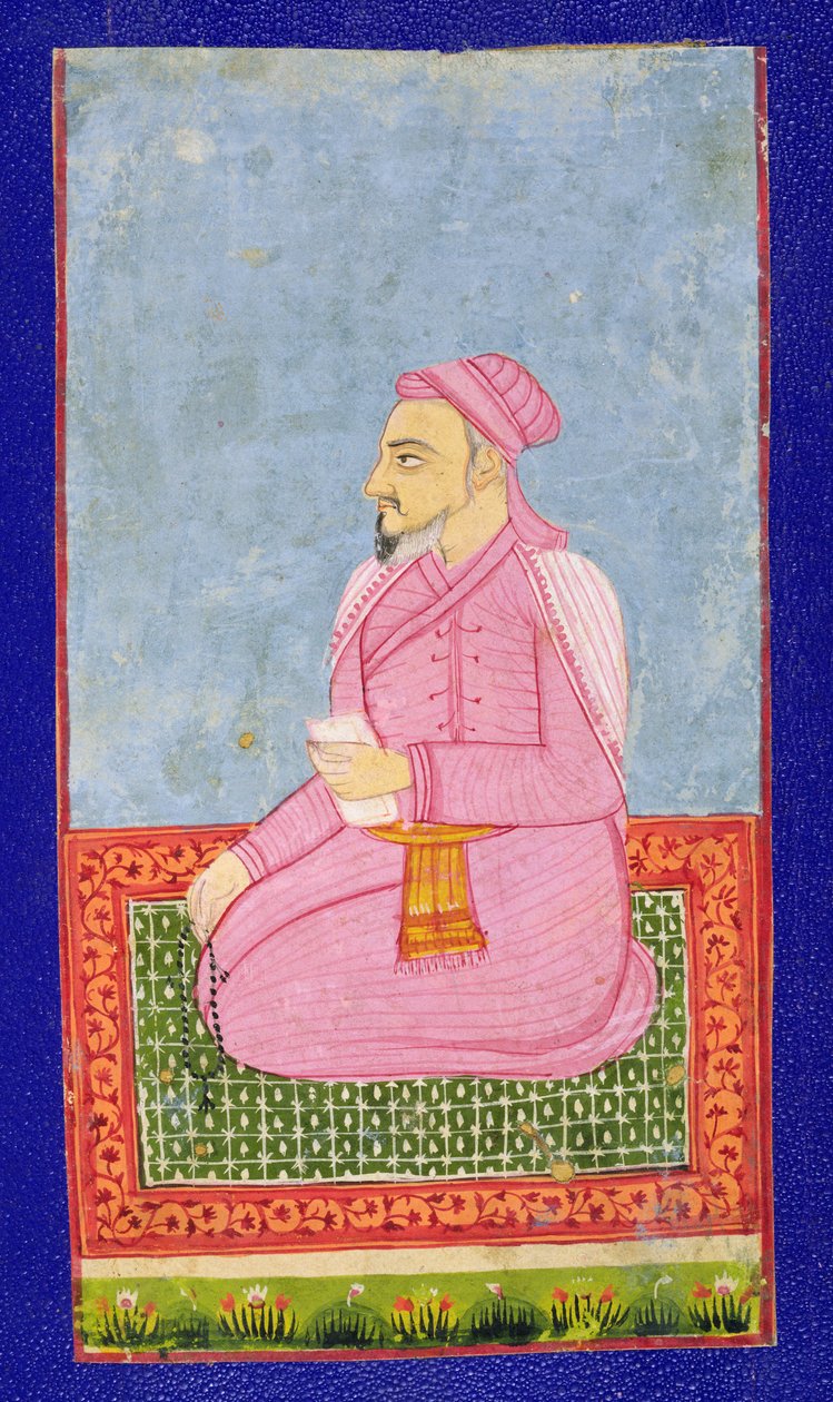 Shams Al-Umara, Hint mistikleri üzerine bir kitaptan örnek (kart üzerine monte edilmiş kağıt üzerine mürekkep) by Indian School