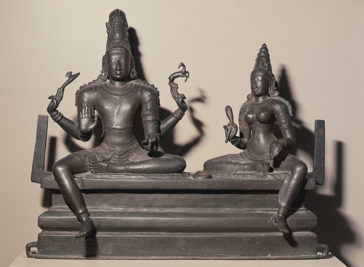 Shiva ve Parvati, Chola Hanedanlığı, c.846 (bronz) by Indian School