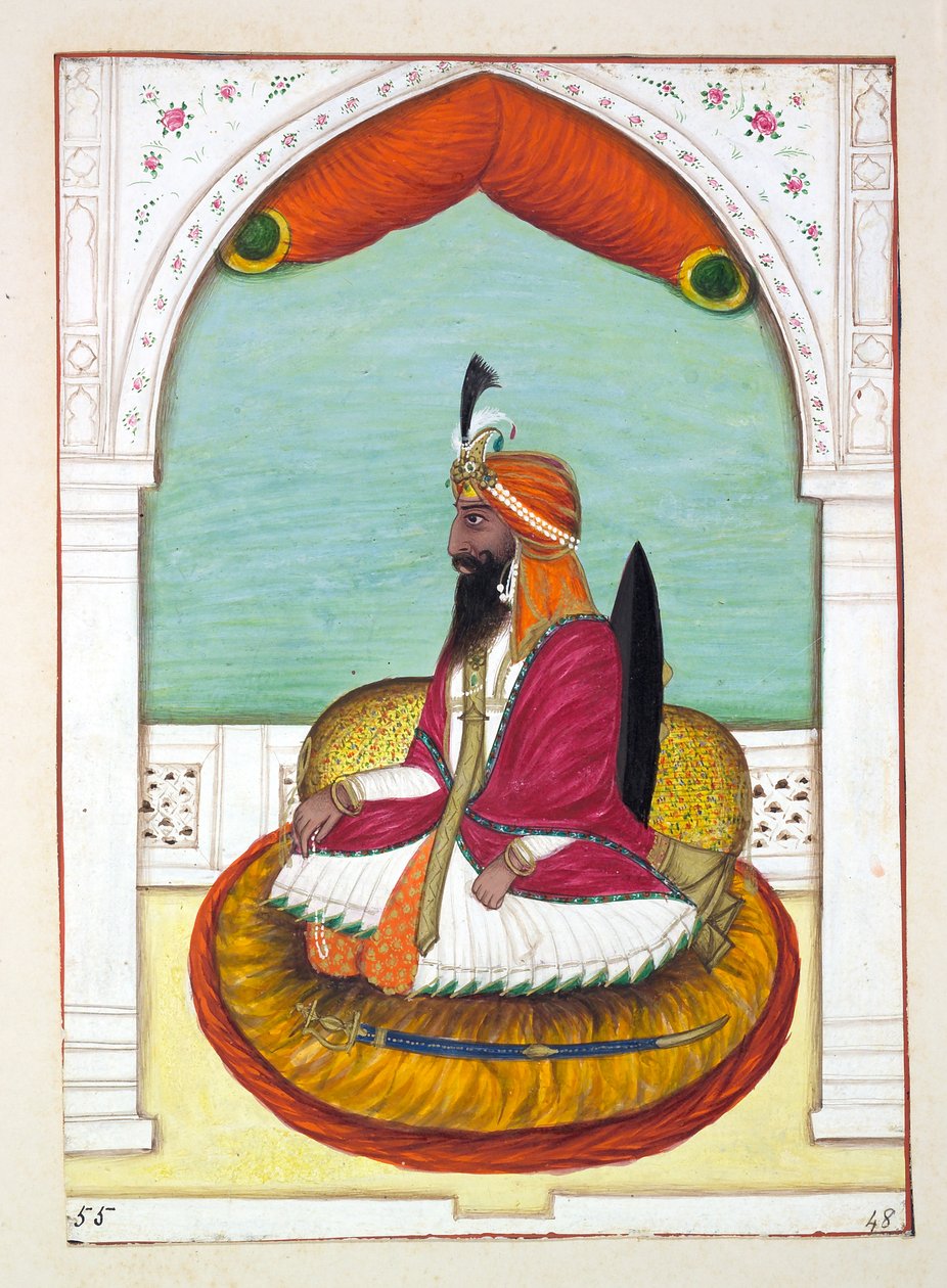 Sirdar Fatteh Khan (Iowana), The Kingdom of the Punjab, its Rulers and Chiefs, cilt II, kimliği belirsiz bir Hintli sanatçının 30 suluboya çalışması, c.1840 (kağıt üzerinde wc) by Indian School