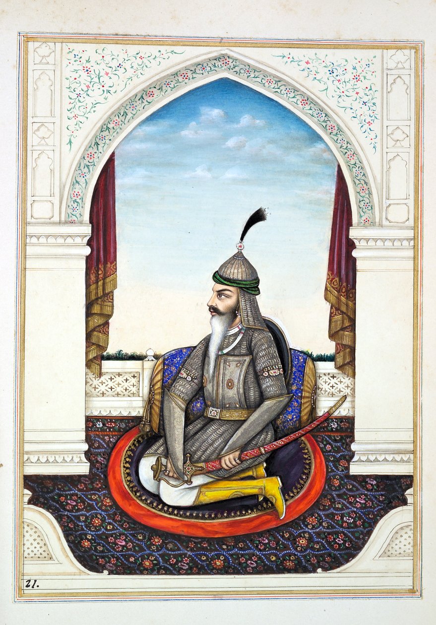Sirdar Harri Singh, The Kingdom of the Punjab, its Rulers and Chiefs, cilt I, kimliği belirsiz bir Hintli sanatçının 27 suluboya çalışması, c.1840 (kağıt üzerinde wc) by Indian School