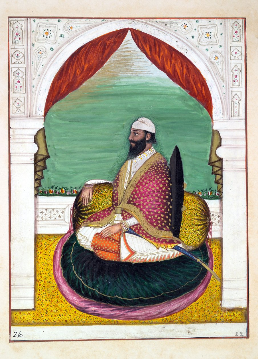 Sirdar Mangal Singh, The Kingdom of the Punjab, its Rulers and Chiefs, cilt I, kimliği belirsiz bir Hintli sanatçının 27 suluboya çalışması, c.1840 (kağıt üzerinde wc) by Indian School