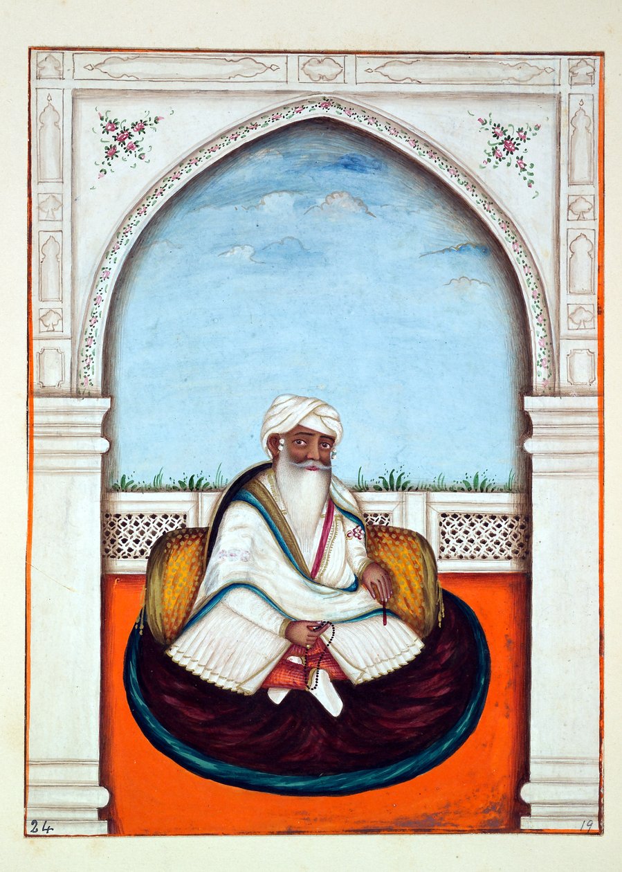 Sirdar Sham Singh, The Kingdom of the Punjab, its Rulers and Chiefs, cilt I, kimliği belirsiz bir Hintli sanatçının 27 suluboya çalışmasından oluşan bir cilt, c.1840 (kağıt üzerinde wc) by Indian School