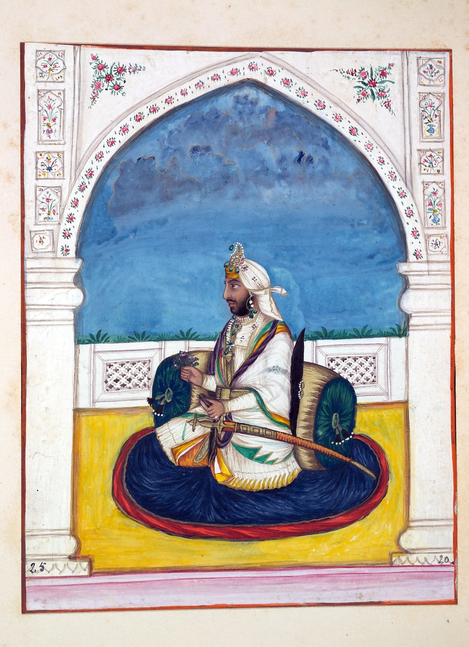 Sirdar Shamshir Singh, The Kingdom of the Punjab, its Rulers and Chiefs, cilt I, kimliği belirsiz bir Hintli sanatçının 27 suluboya çalışması, c.1840 (kağıt üzerinde wc) by Indian School