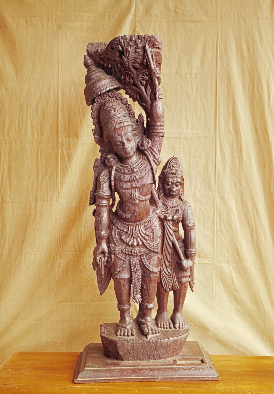 Sri Rama ve Hanuman (ahşap) by Indian School