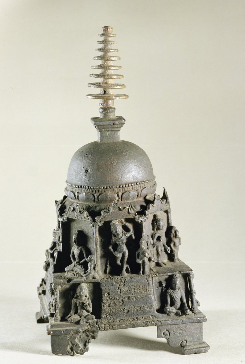 Stupa, Pala, Nalanda, Bihar (bronz) by Indian School