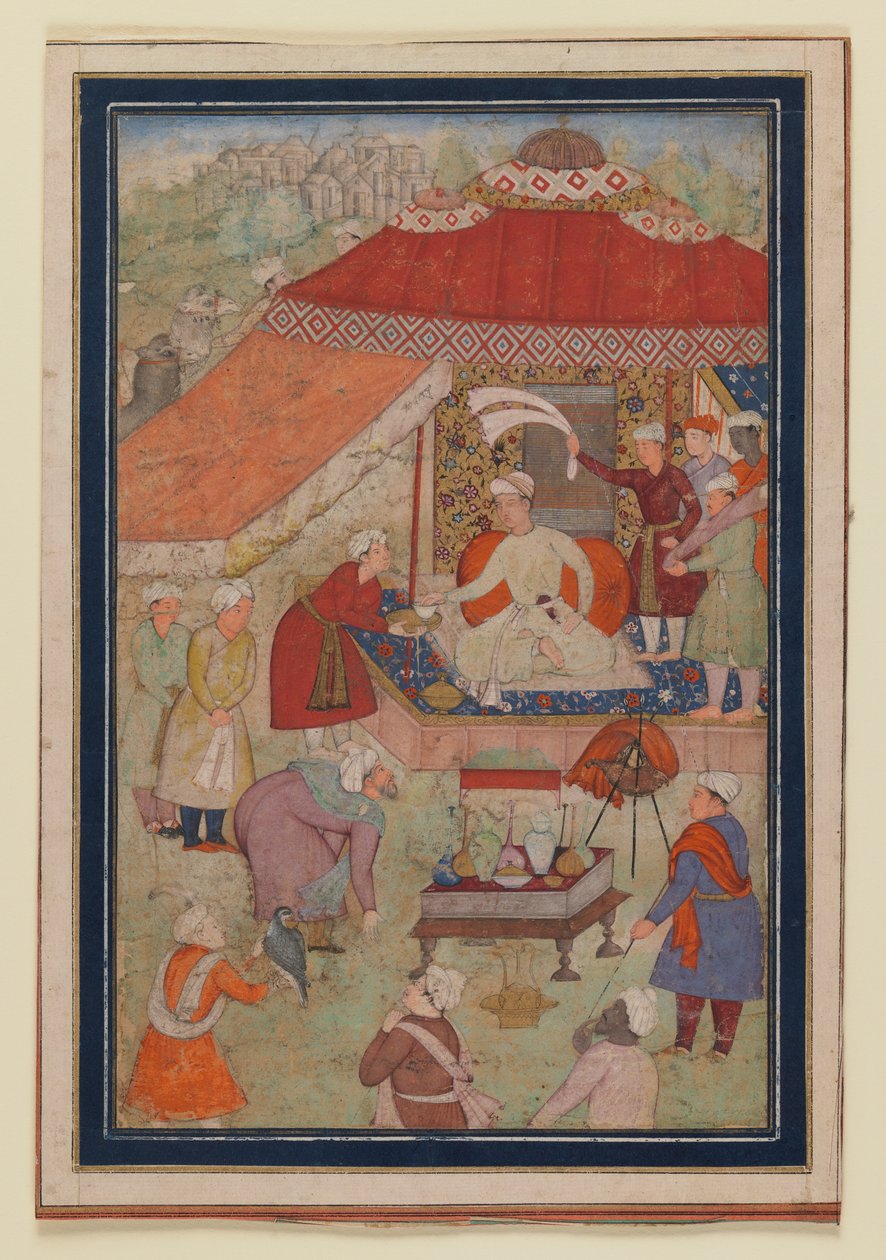 Çadır Kampı, 1580-1595 (kağıt üzerinde opak wc ve altın) by Indian School