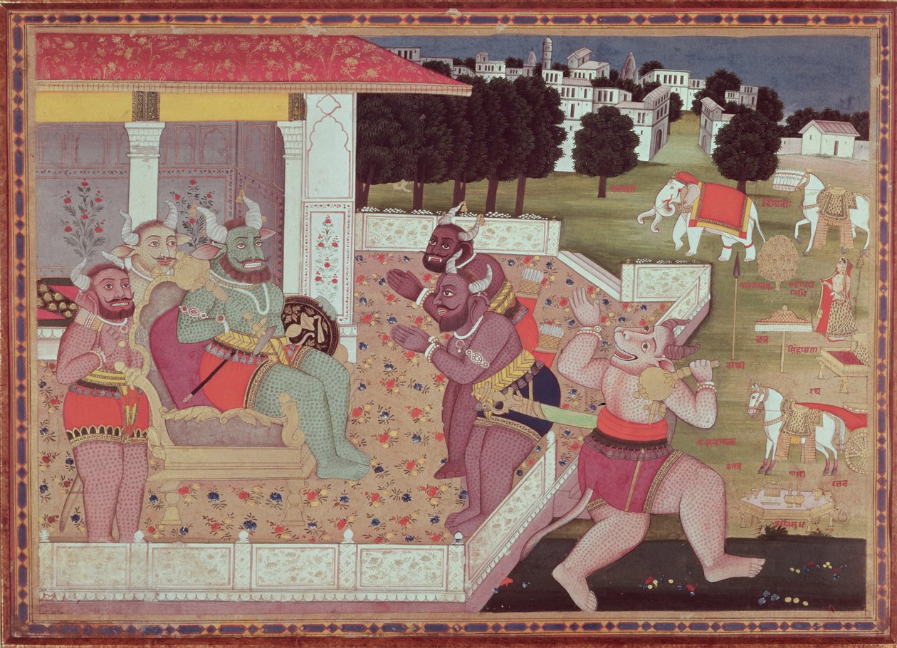 Asura Kumbha ve Şeytanlar Mahkemesi, c.1800 by Indian School